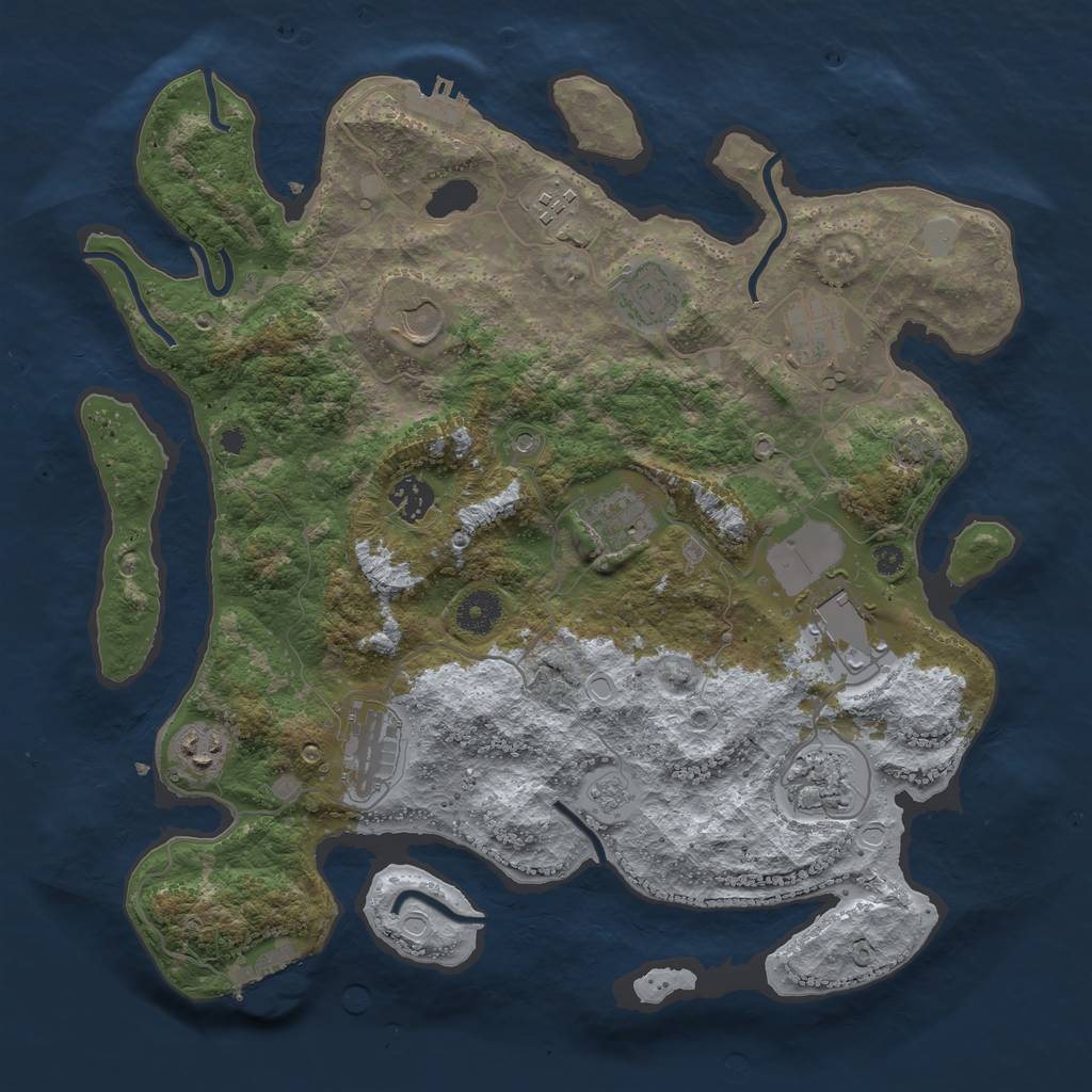 Rust Map: Procedural Map, Size: 3750, Seed: 1242228962, 18 Monuments