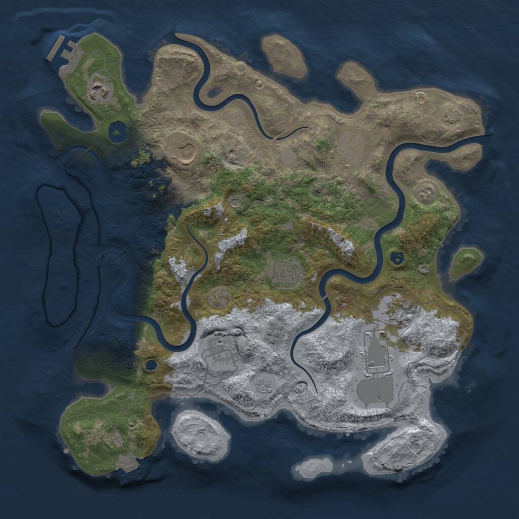 Rust Map: Procedural Map, Size: 3750, Seed: 1242228962, 13 Monuments