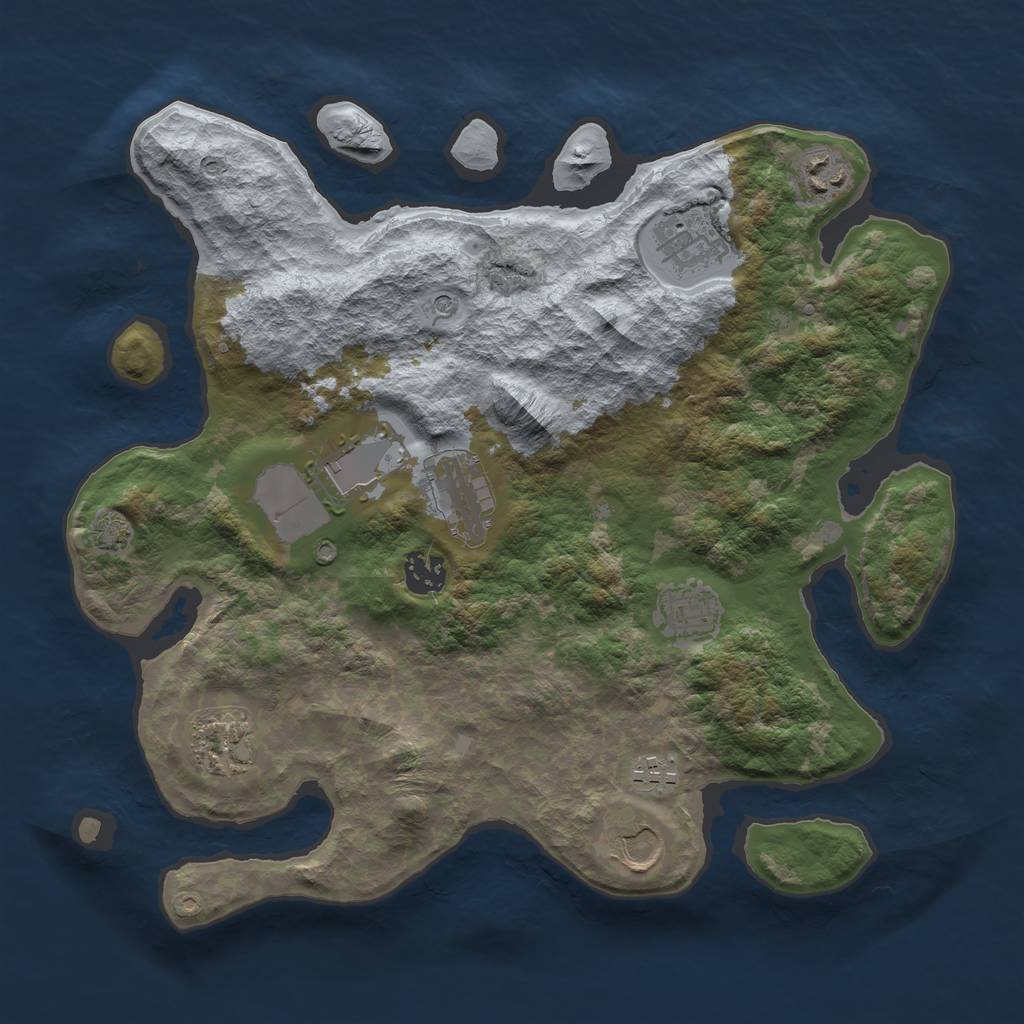 Rust Map: Barren, Size: 3500, Seed: 407036678, 13 Monuments