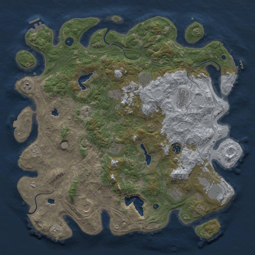 Rust Map: Procedural Map, Size: 4500, Seed: 695151109, 16 Monuments