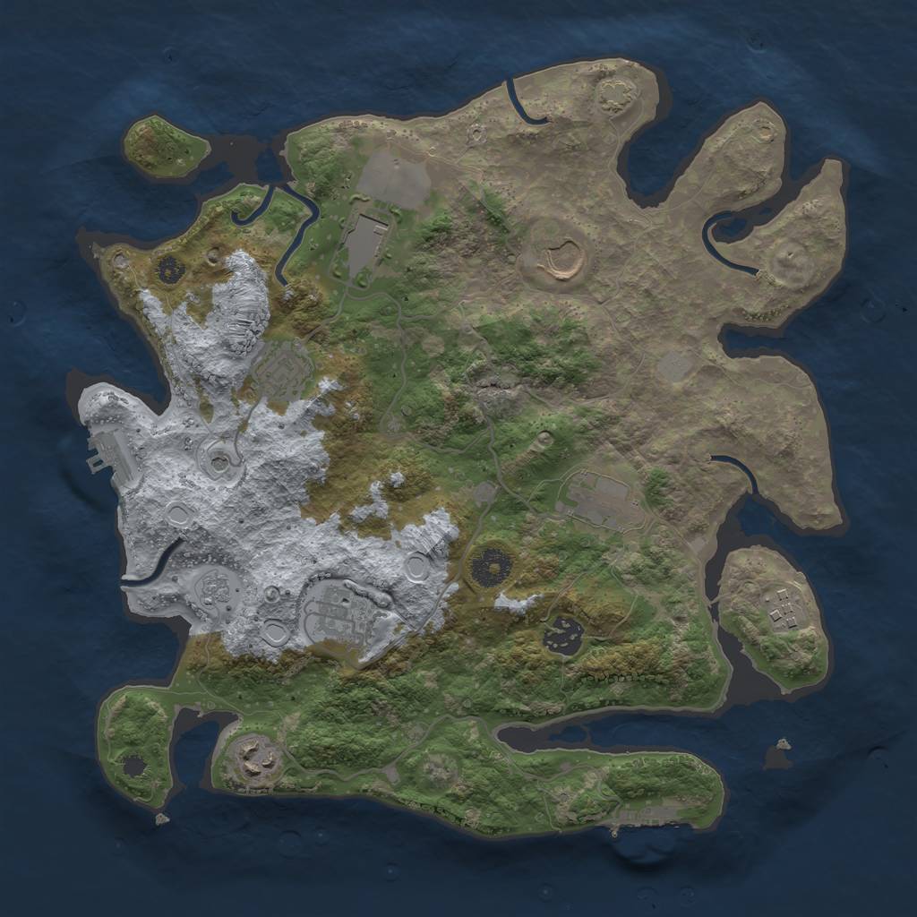 Rust Map: Procedural Map, Size: 3500, Seed: 20802259, 16 Monuments