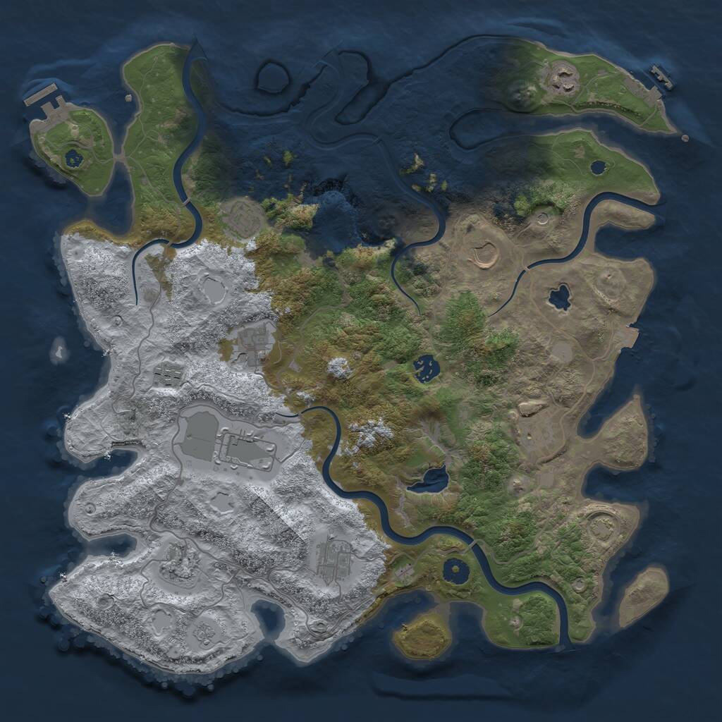 Rust Map: Procedural Map, Size: 4100, Seed: 56878147, 16 Monuments