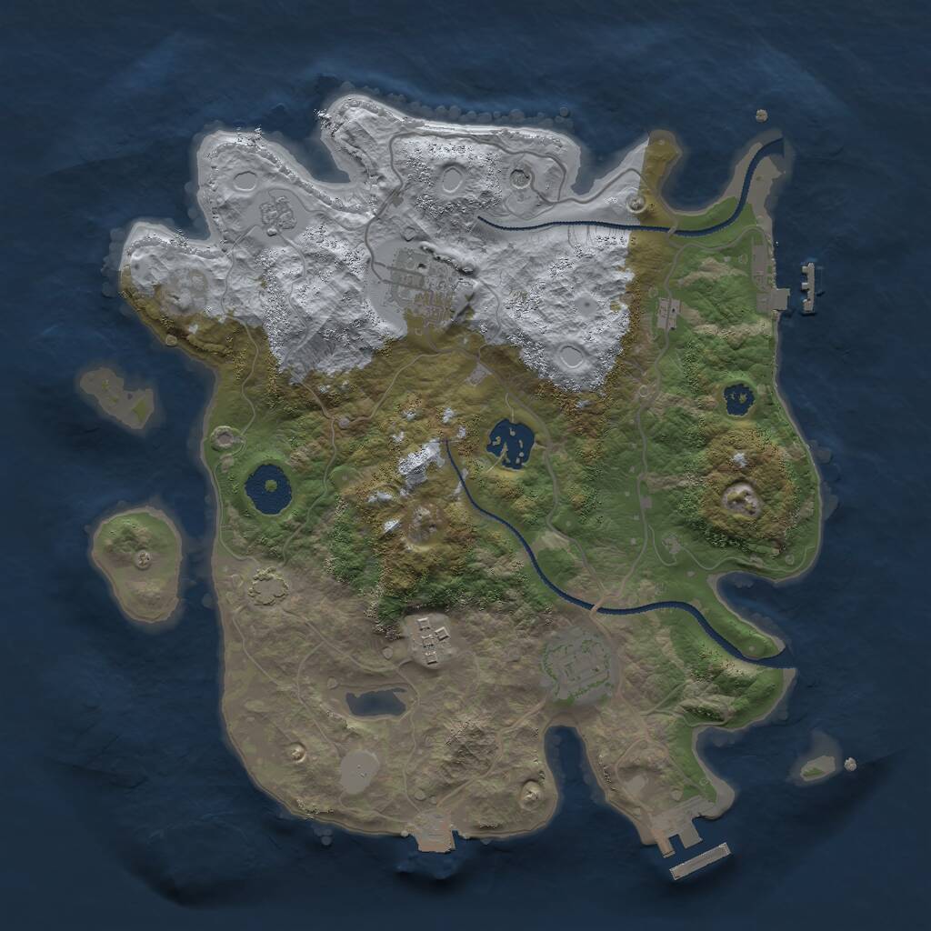 Rust Map: Procedural Map, Size: 3000, Seed: 108034744, 10 Monuments