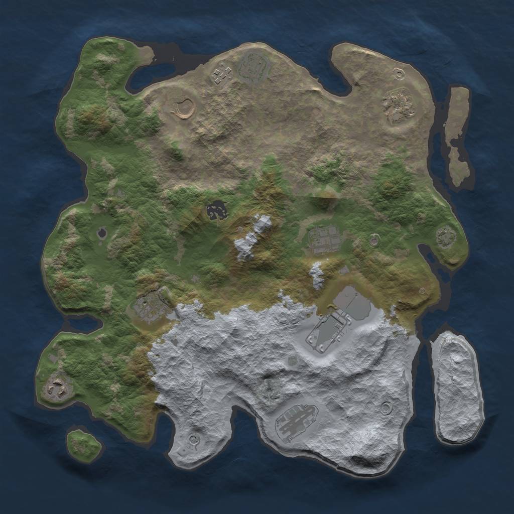 Rust Map: Barren, Size: 3750, Seed: 81381867, 14 Monuments