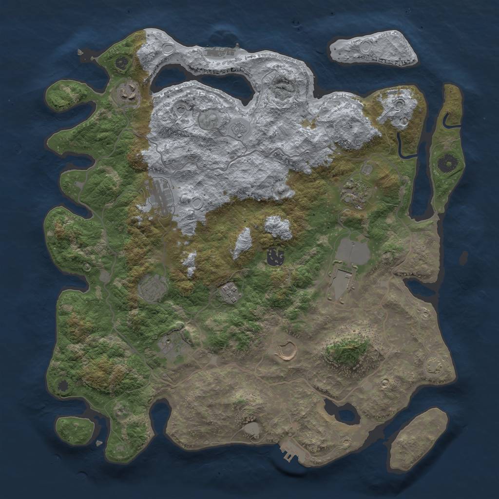 Rust Map: Procedural Map, Size: 4000, Seed: 1908628484, 17 Monuments