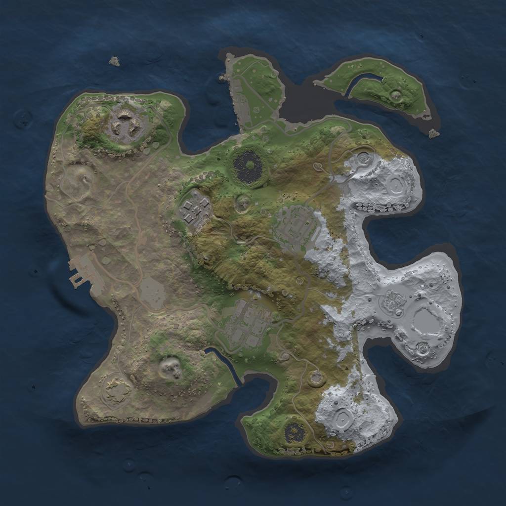 Rust Map: Procedural Map, Size: 2500, Seed: 845256, 12 Monuments