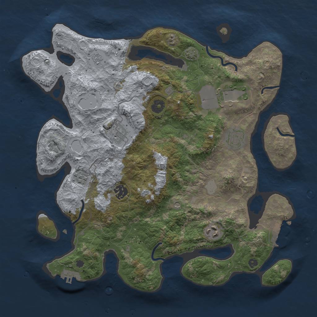 Rust Map: Procedural Map, Size: 3500, Seed: 78003331, 14 Monuments