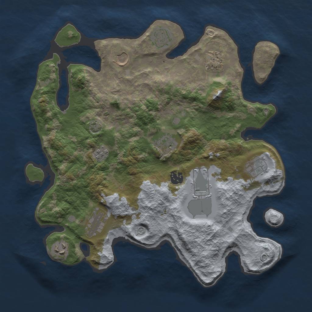 Rust Map: Barren, Size: 3500, Seed: 56258709, 14 Monuments