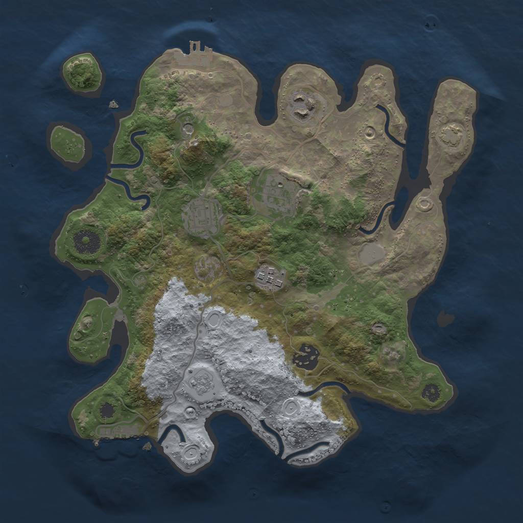 Rust Map: Procedural Map, Size: 3000, Seed: 12545, 13 Monuments