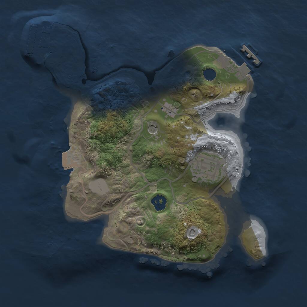 Rust Map: Procedural Map, Size: 2000, Seed: 465726384, 5 Monuments
