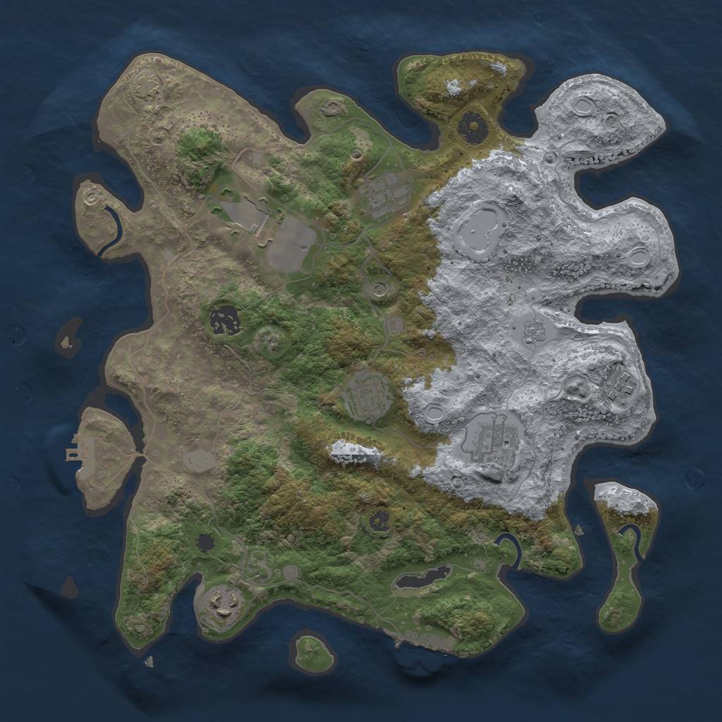 Rust Map: Procedural Map, Size: 3500, Seed: 4872905, 15 Monuments