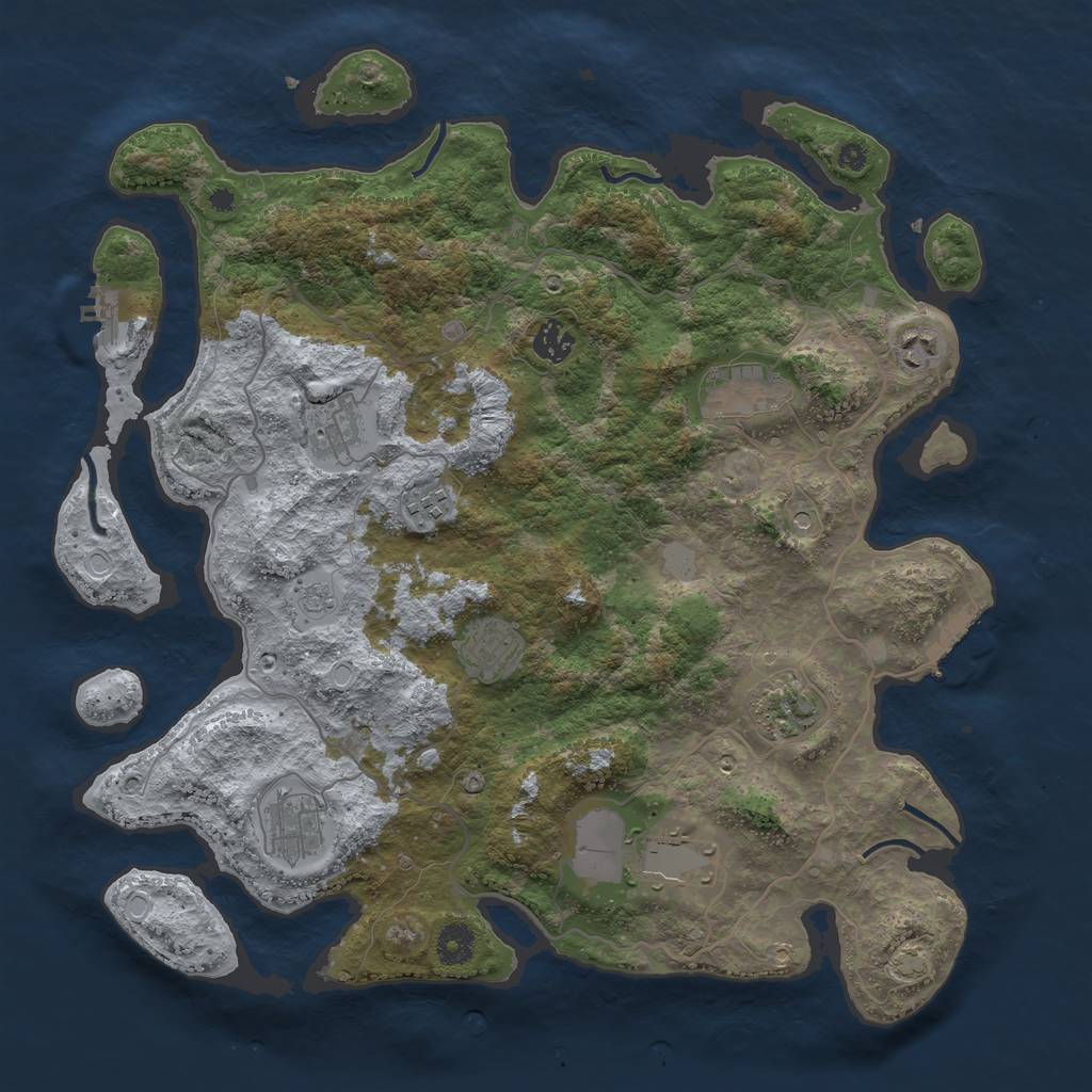 Rust Map: Procedural Map, Size: 4000, Seed: 444984422, 17 Monuments