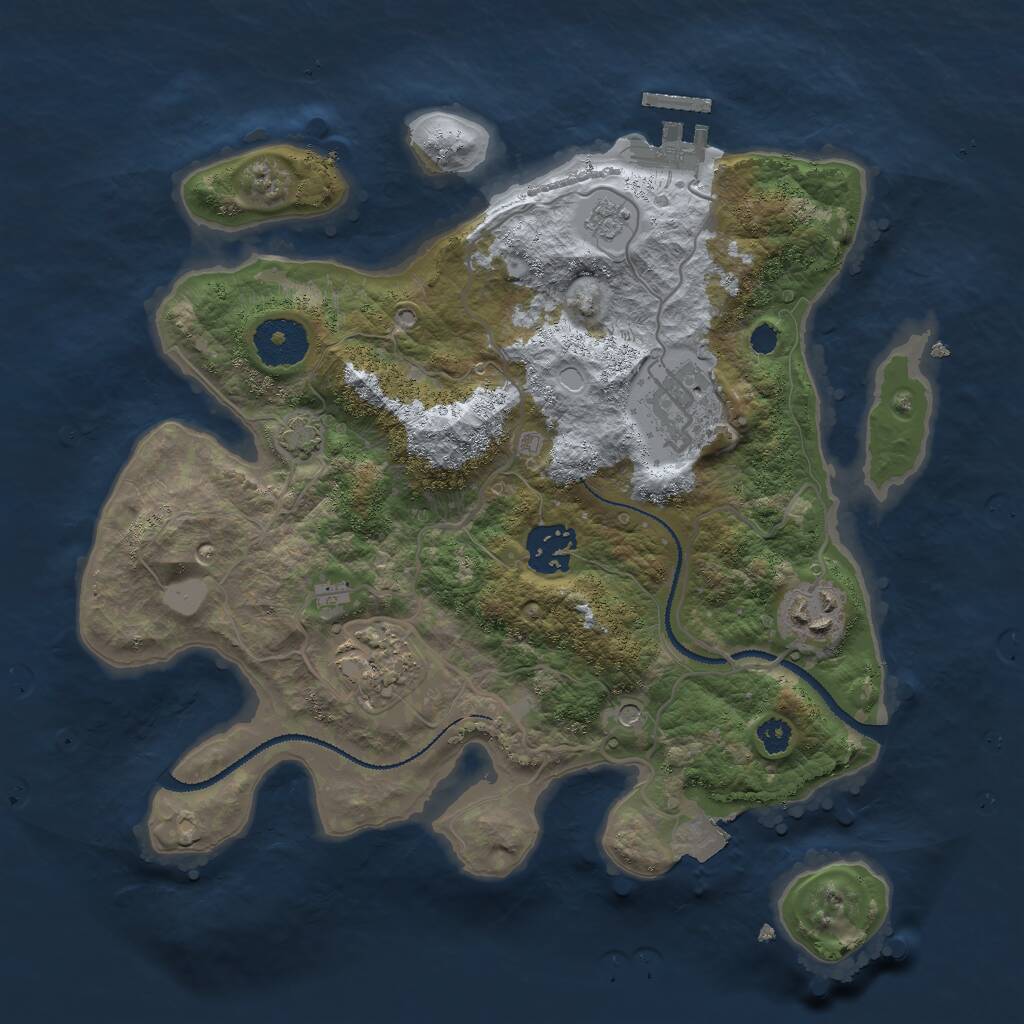 Rust Map: Procedural Map, Size: 3000, Seed: 26078, 9 Monuments