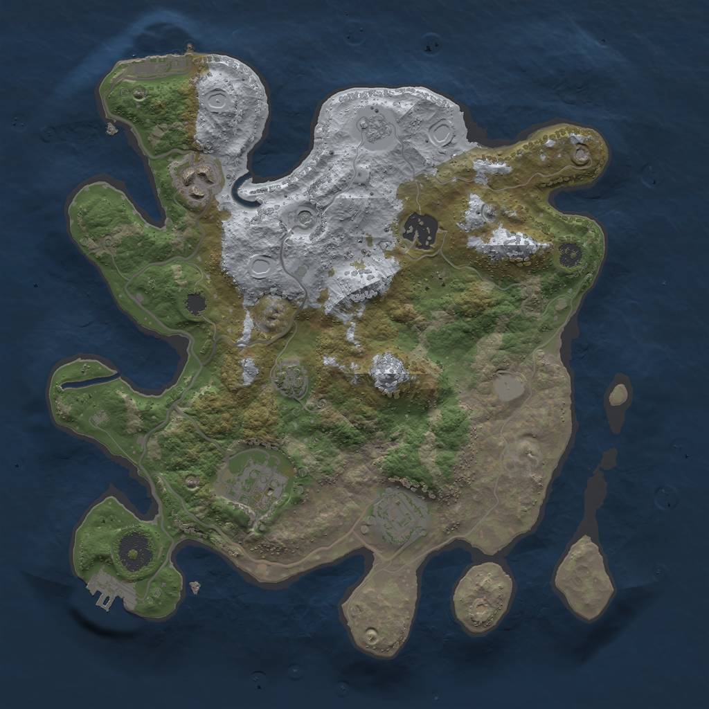 Rust Map: Procedural Map, Size: 3000, Seed: 2768, 12 Monuments