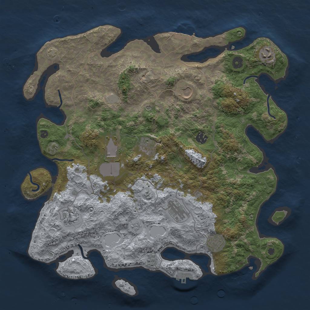 Rust Map: Procedural Map, Size: 4000, Seed: 658241563, 17 Monuments