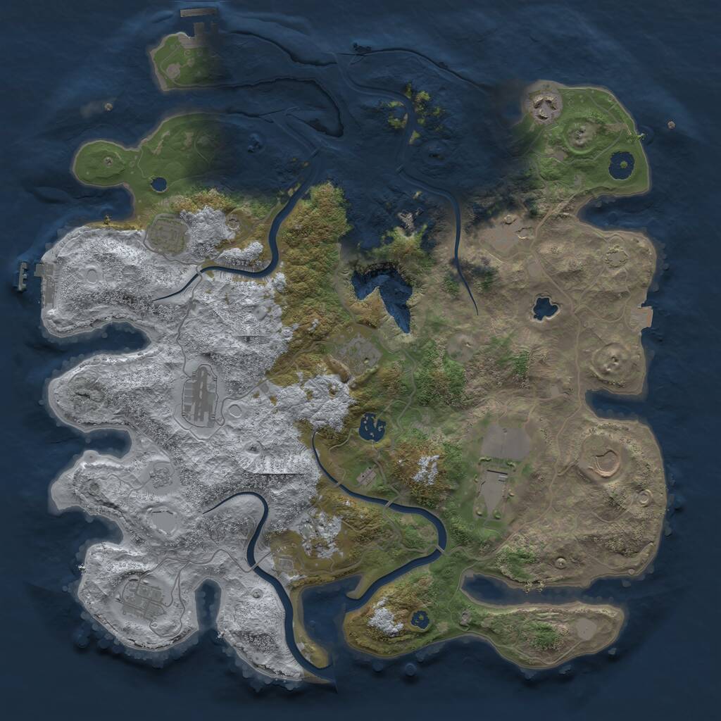 Rust Map: Procedural Map, Size: 4000, Seed: 6521, 17 Monuments