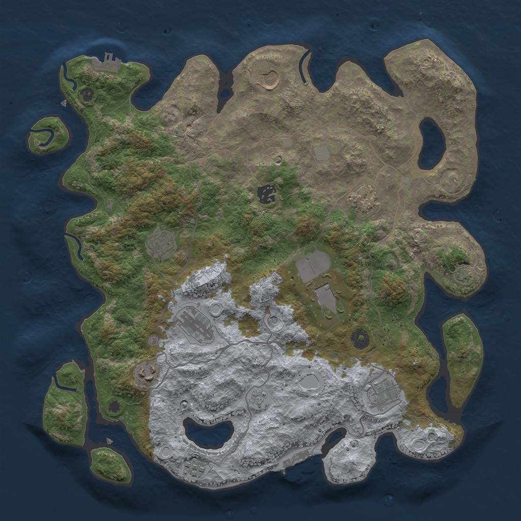Rust Map: Procedural Map, Size: 4000, Seed: 60045, 17 Monuments
