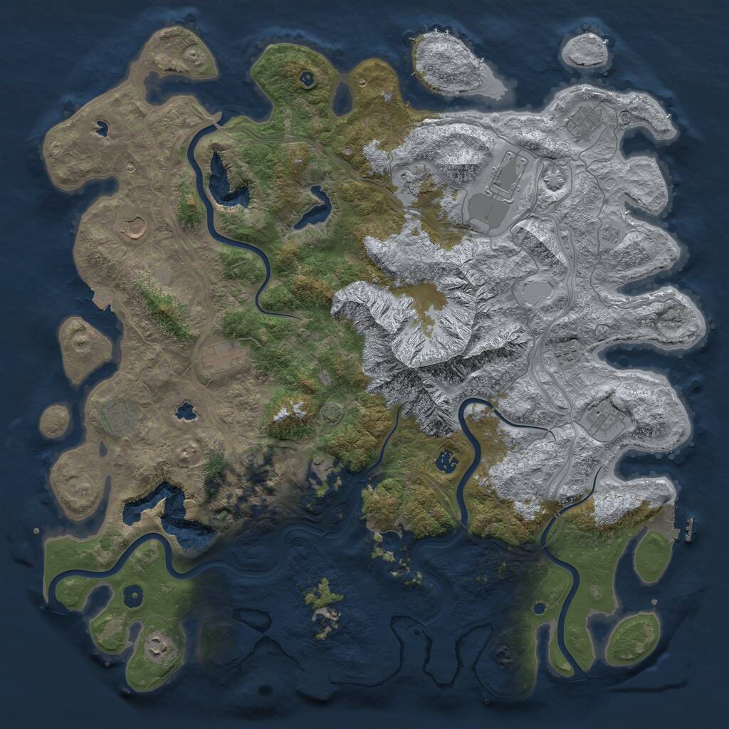 Rust Map: Procedural Map, Size: 5000, Seed: 931340538, 17 Monuments