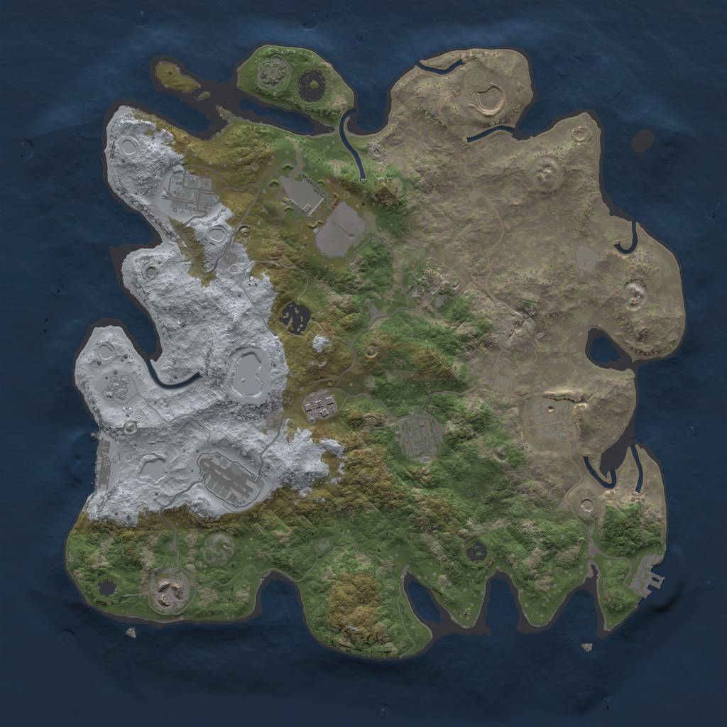 Rust Map: Procedural Map, Size: 3600, Seed: 96643725, 18 Monuments