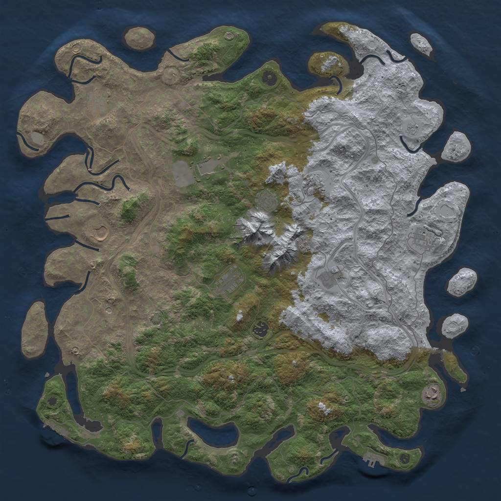 Rust Map: Procedural Map, Size: 5000, Seed: 1324657, 19 Monuments