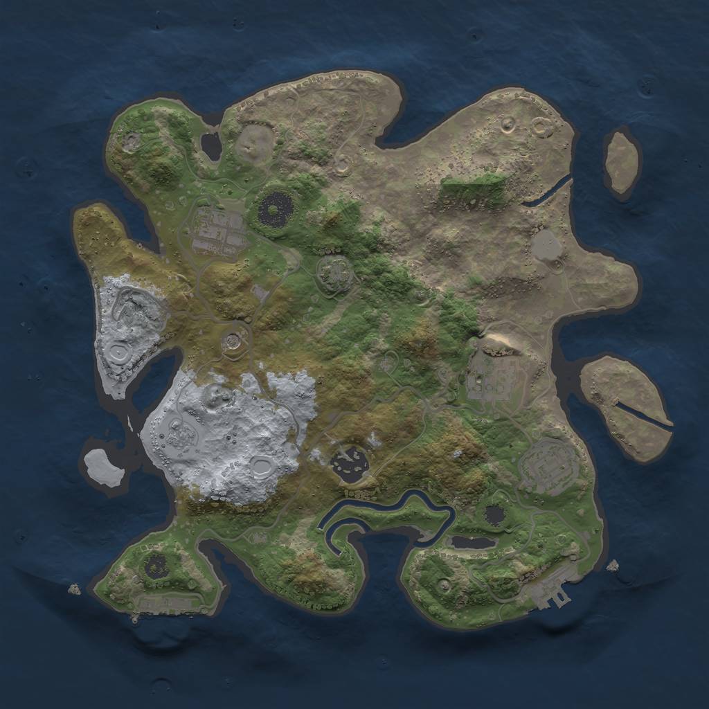Rust Map: Procedural Map, Size: 3000, Seed: 937776475, 12 Monuments