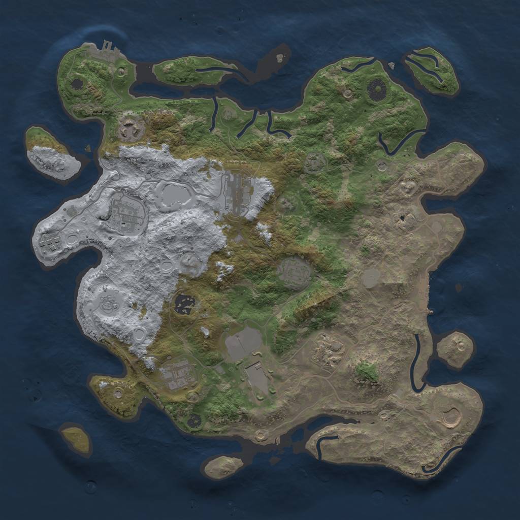 Rust Map: Procedural Map, Size: 3750, Seed: 8512987, 18 Monuments