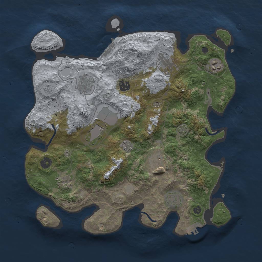 Rust Map: Procedural Map, Size: 3500, Seed: 505317120, 17 Monuments