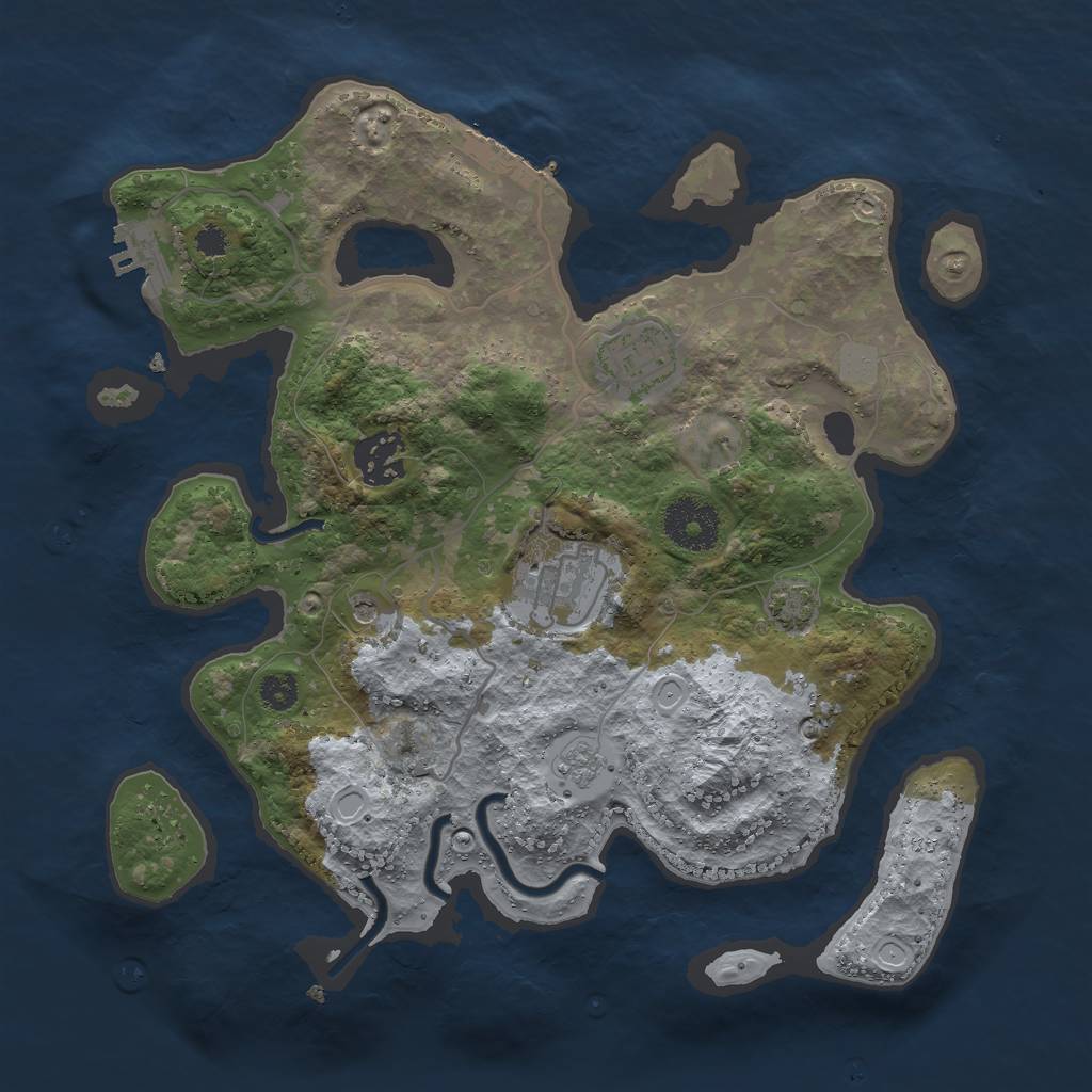 Rust Map: Procedural Map, Size: 3000, Seed: 781087481, 11 Monuments