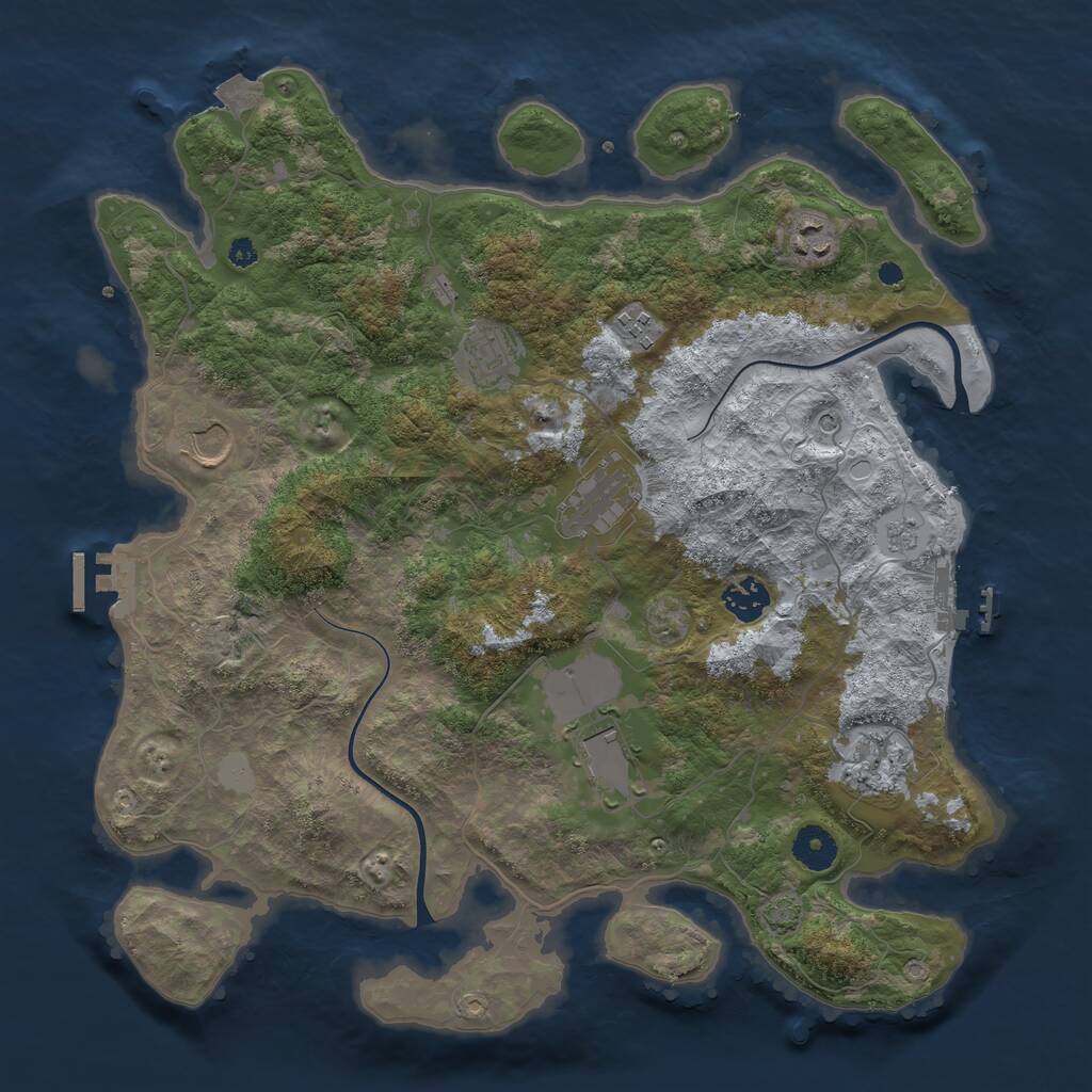 Rust Map: Procedural Map, Size: 3750, Seed: 45322537, 14 Monuments