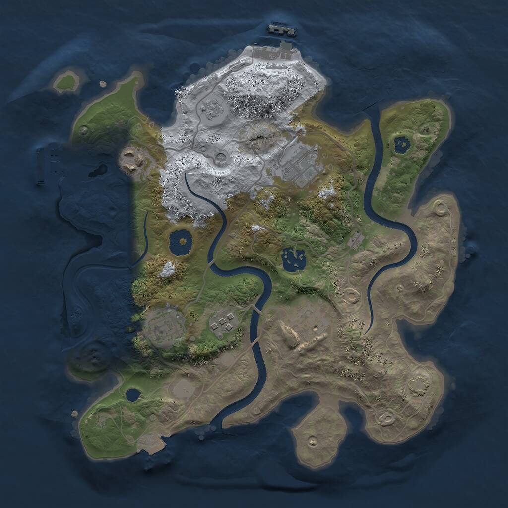 Rust Map: Procedural Map, Size: 3000, Seed: 8787991, 12 Monuments