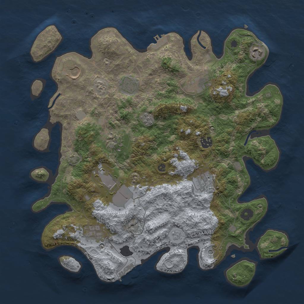 Rust Map: Procedural Map, Size: 3750, Seed: 50900596, 18 Monuments