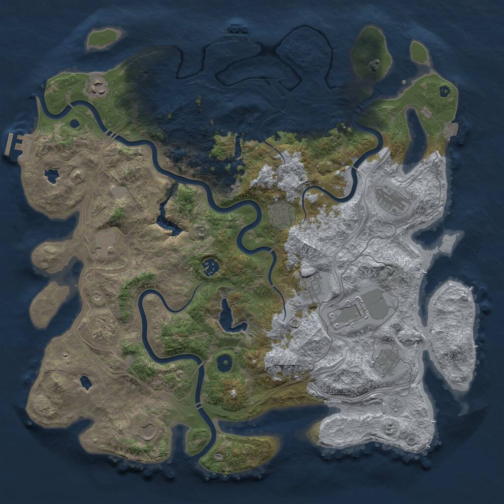 Rust Map: Procedural Map, Size: 4500, Seed: 273472025, 17 Monuments