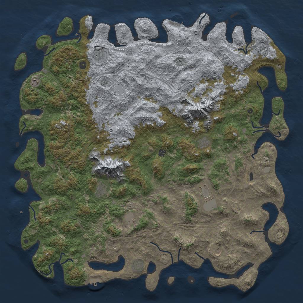 Rust Map: Procedural Map, Size: 6000, Seed: 145915, 19 Monuments