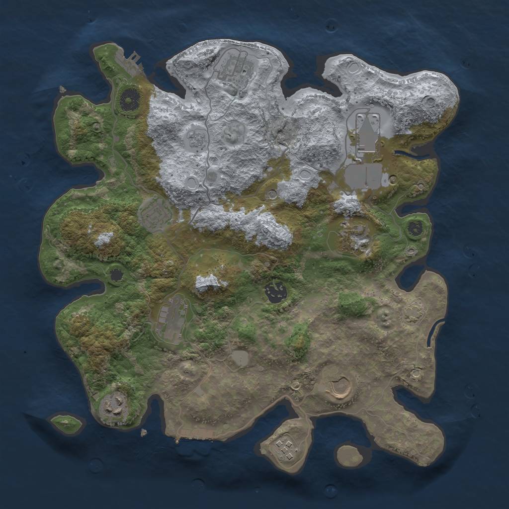 Rust Map: Procedural Map, Size: 3500, Seed: 125850155, 17 Monuments