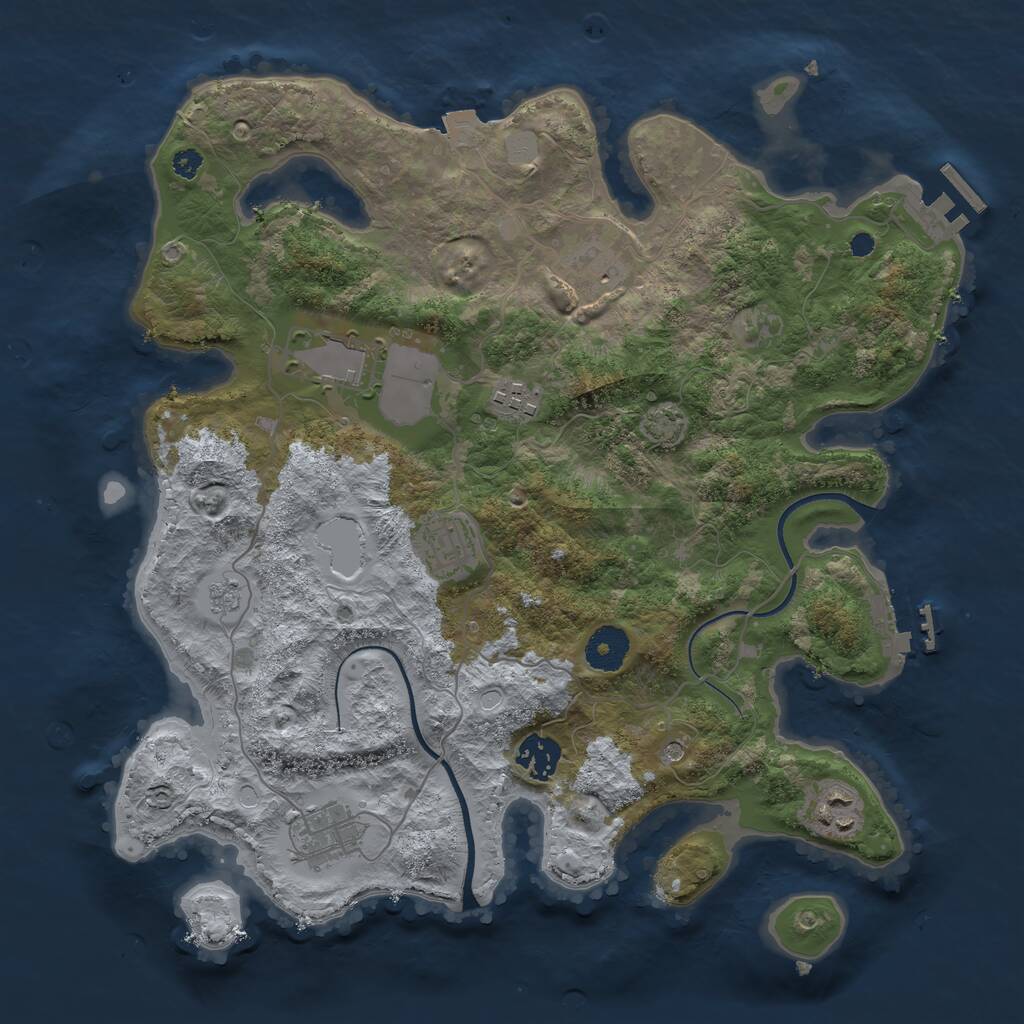 Rust Map: Procedural Map, Size: 3500, Seed: 54599329, 13 Monuments