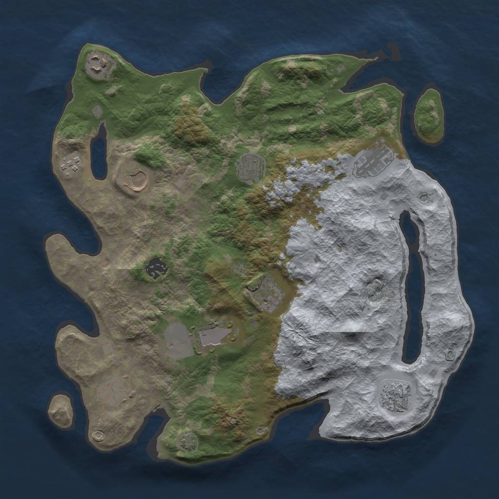 Rust Map: Barren, Size: 3700, Seed: 46516864, 14 Monuments
