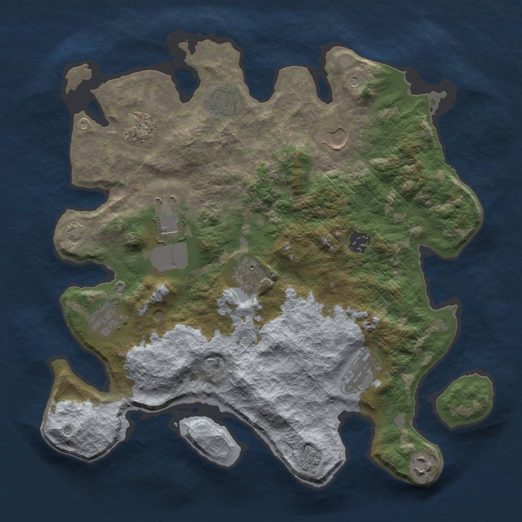 Rust Map: Barren, Size: 3650, Seed: 62812386, 14 Monuments