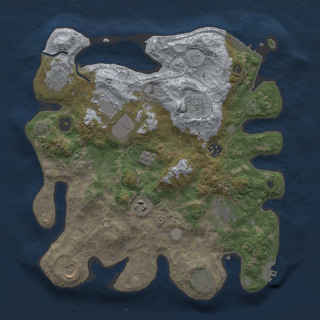 Rust Map: Procedural Map, Size: 3500, Seed: 48876329, 18 Monuments