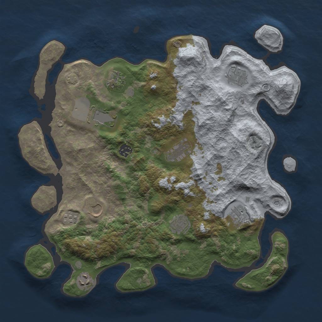 Rust Map: Barren, Size: 3800, Seed: 75935363, 14 Monuments