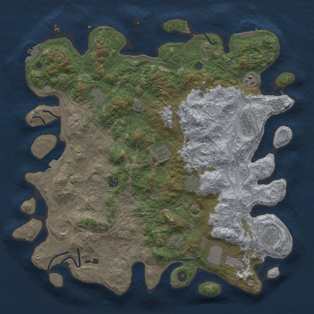 Rust Map: Procedural Map, Size: 4500, Seed: 41071841, 19 Monuments