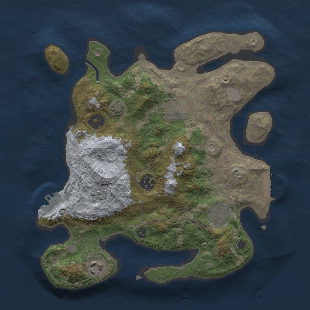 Rust Map: Procedural Map, Size: 3000, Seed: 543926157, 12 Monuments