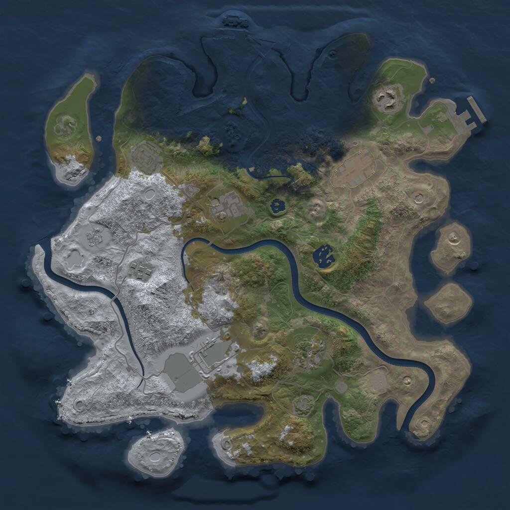 Rust Map: Procedural Map, Size: 3500, Seed: 646845, 14 Monuments
