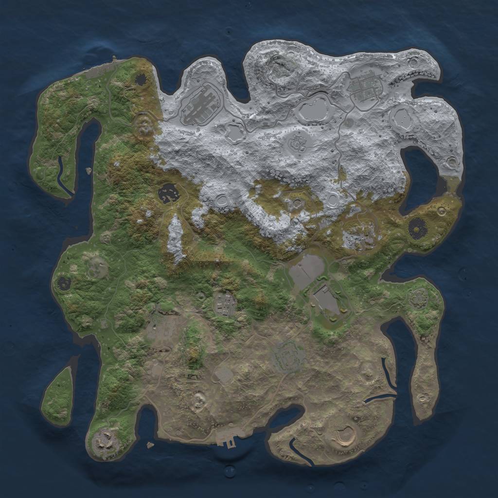 Rust Map: Procedural Map, Size: 3700, Seed: 4364386, 18 Monuments
