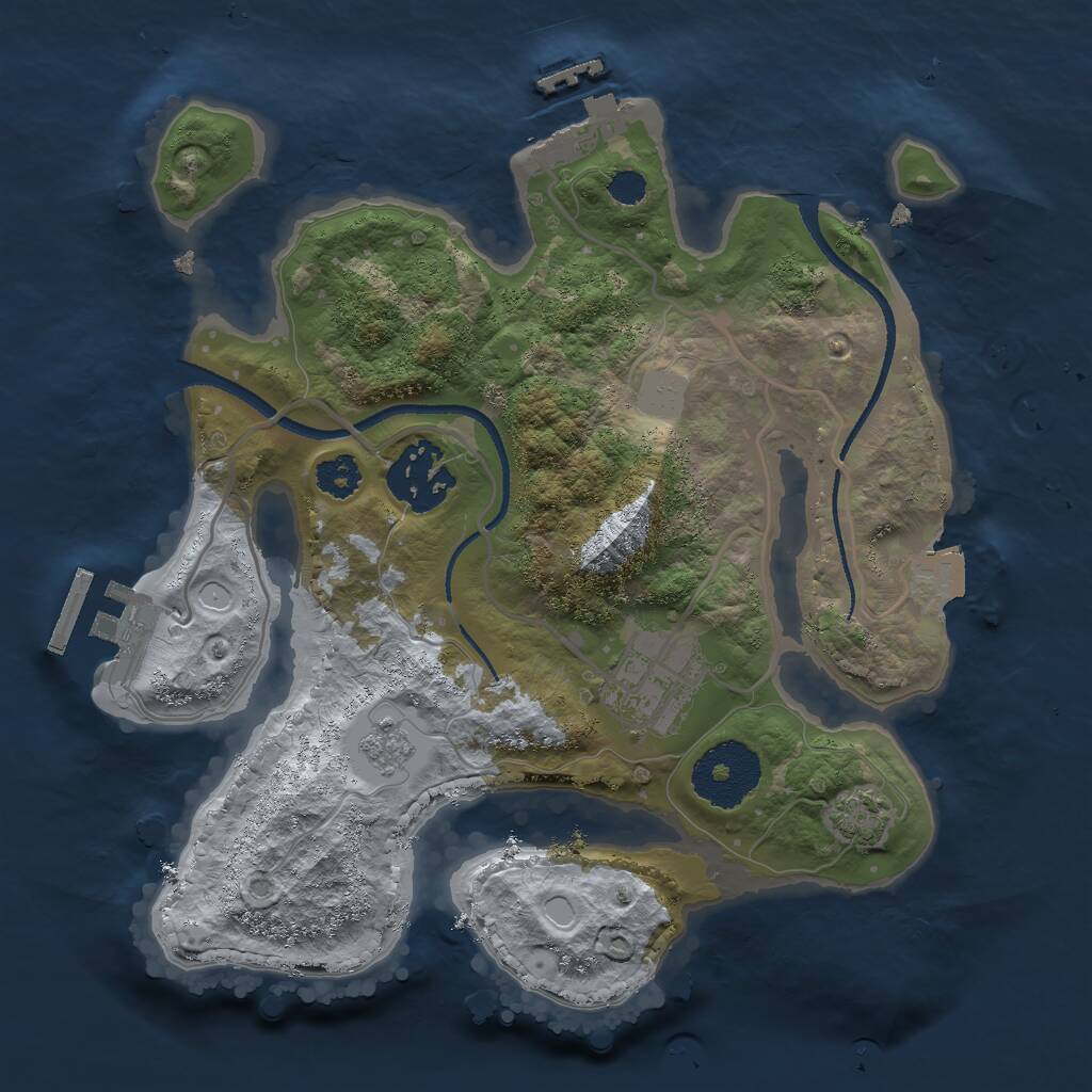 Rust Map: Procedural Map, Size: 2500, Seed: 708424791, 7 Monuments