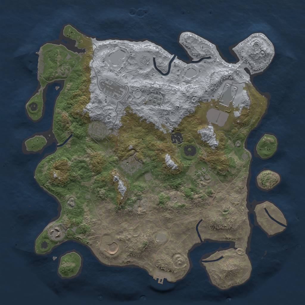 Rust Map: Procedural Map, Size: 3750, Seed: 23809651, 17 Monuments