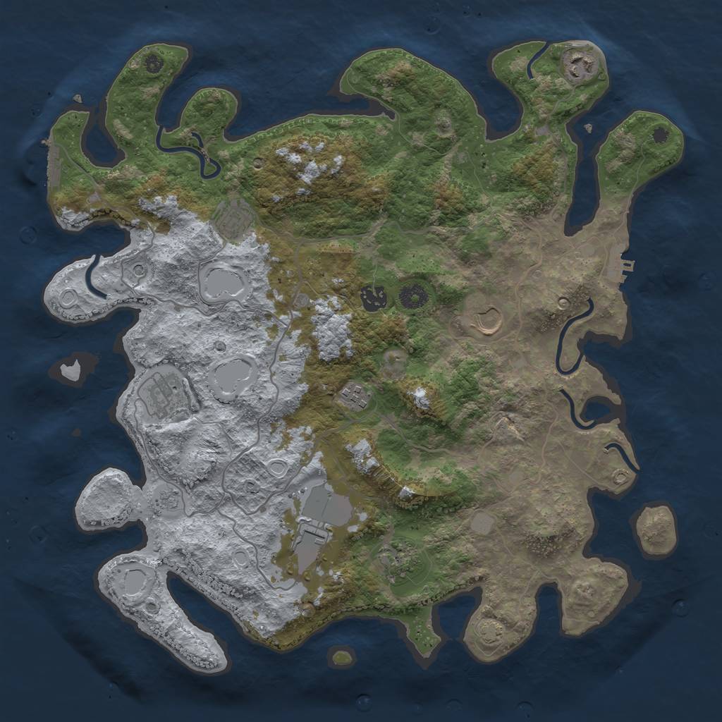 Rust Map: Procedural Map, Size: 4000, Seed: 50199, 16 Monuments