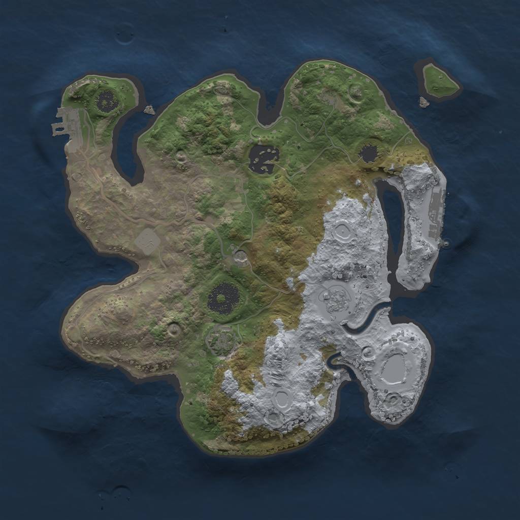 Rust Map: Procedural Map, Size: 2500, Seed: 1182943183, 9 Monuments
