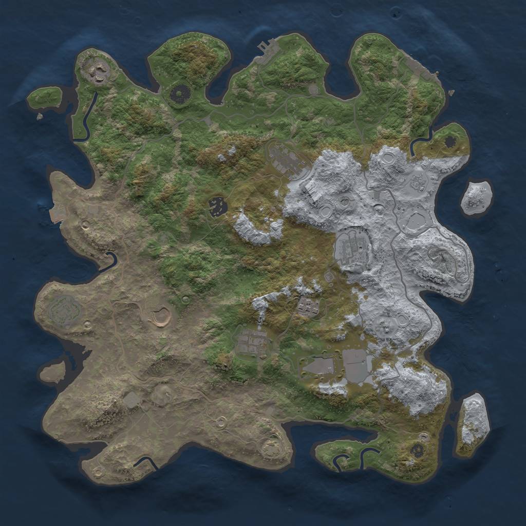 Rust Map: Procedural Map, Size: 4000, Seed: 2323, 17 Monuments