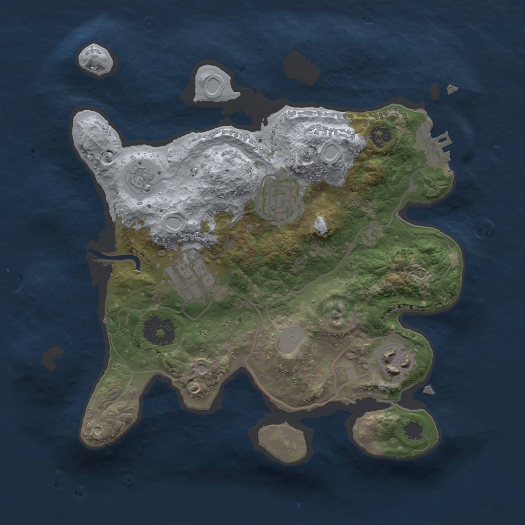 Rust Map: Procedural Map, Size: 2500, Seed: 10259853, 8 Monuments