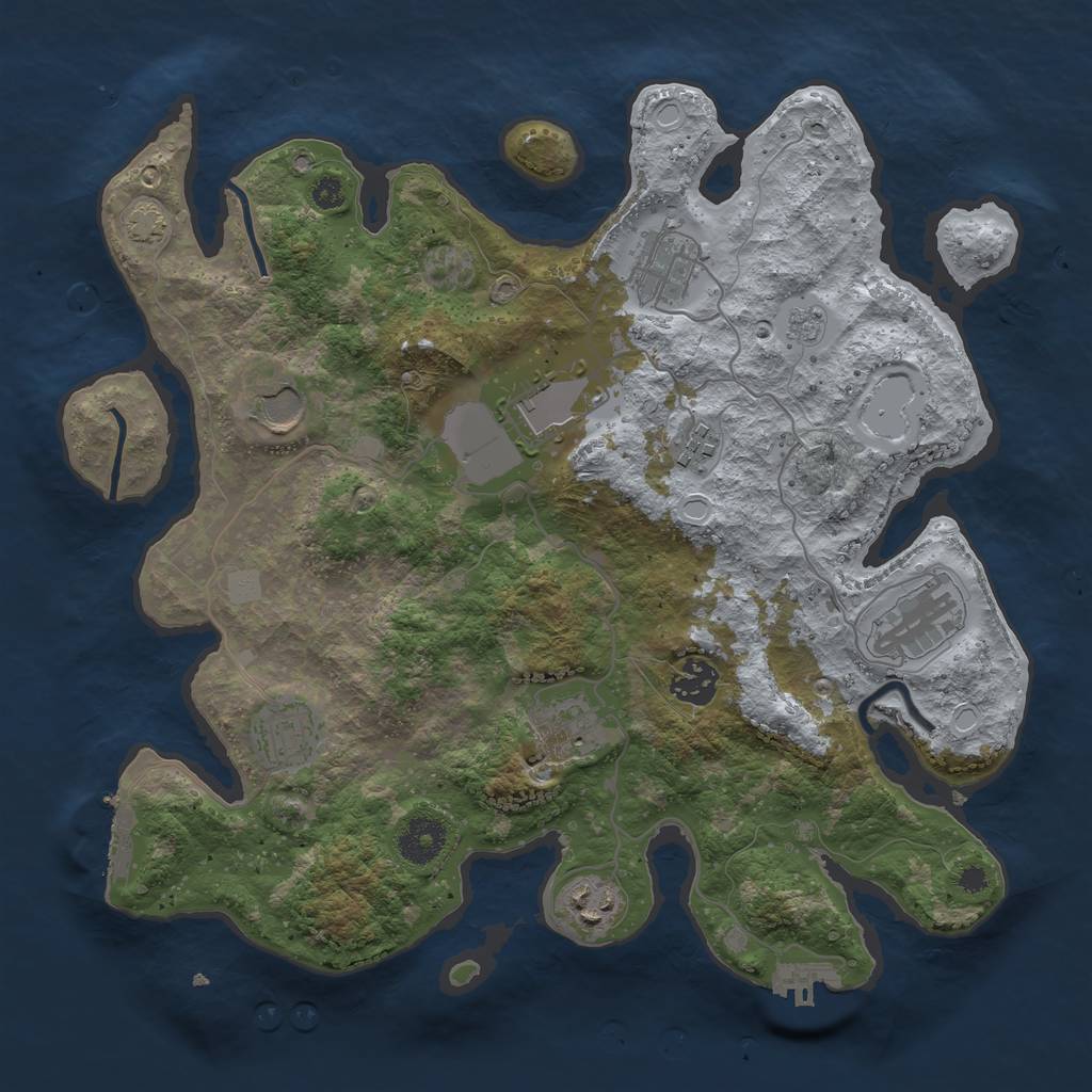 Rust Map: Procedural Map, Size: 3500, Seed: 819784970, 16 Monuments